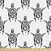 Ambesonne Tattoo Fabric by The Yard, Pattern with Sea Turtles in Maori Style Polynesian Swirly Motifs, Decorative Fabric for Upholstery and Home Accents, 1 Yard, Monochrome
