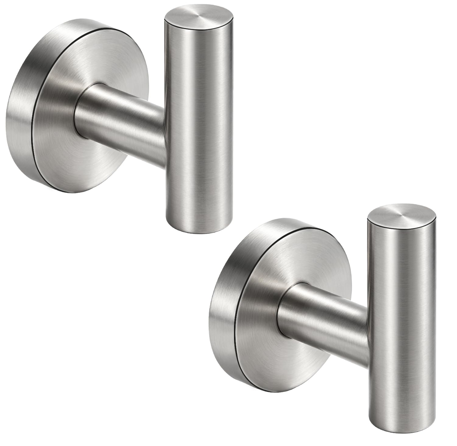 Nolimas Bathroom Towel Hooks SUS 304 Stainless Steel Coat Hook Round Clothes Towel Coat Robe Hook Cabinet Closet Door Sponges Holder for Bath Kitchen Garage Hotel,Wall Mounted, Brushed Nickel, 2Pack