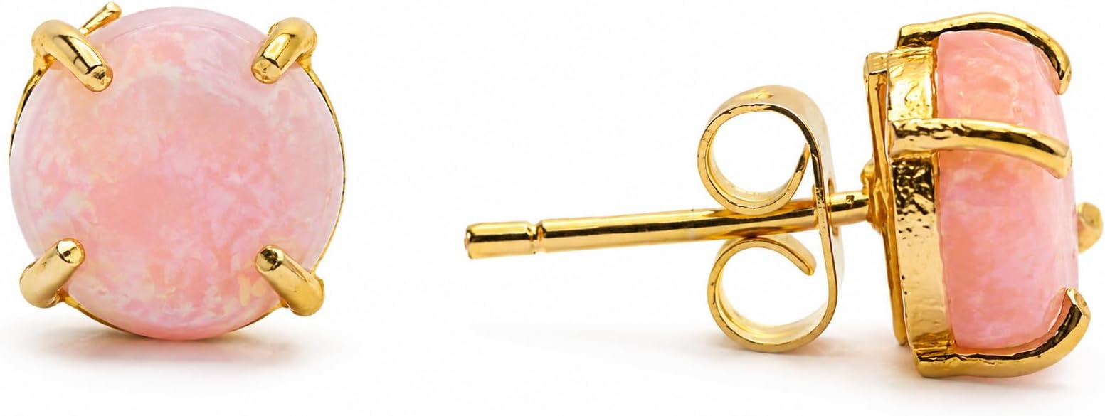 Gempires Raw Gemstone Stud Earrings for Women, Natural Crystal Birthstone