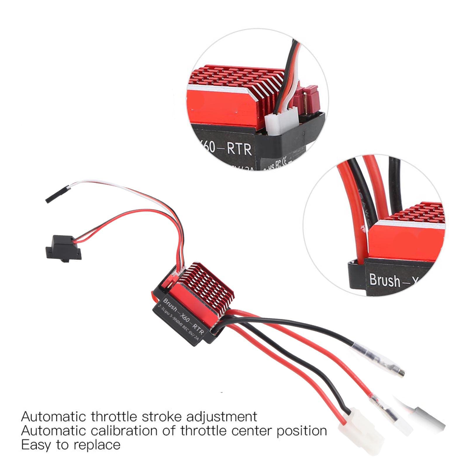 Dilwe Motore Spazzolato ESC RC, regolatore di velocità elettronico Spazzolato 360A + 550 Motore Spazzolato 1:10 Pezzo di Ricambio per aggiornamento Auto RC(12t)