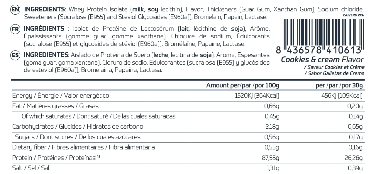 Isozero - 100% Ultra Pure Whey Protein Isolate CFM 2 Kg Cookies & Cream
