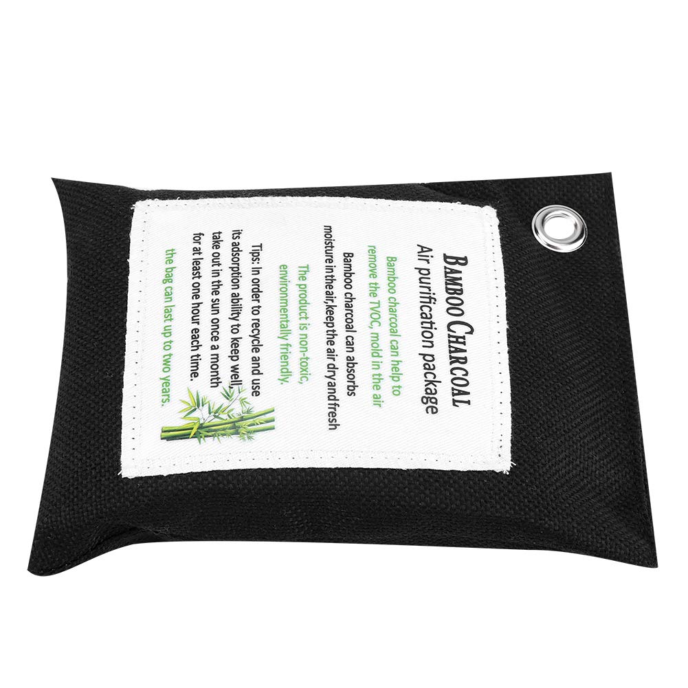 Natural Air Purifying Bag Activated Charcoal Bamboo Odor Absorber Eliminator Home Car Shoes Deodorizer for Fridgerator Toilet Bathrooms Cabinet(Black)