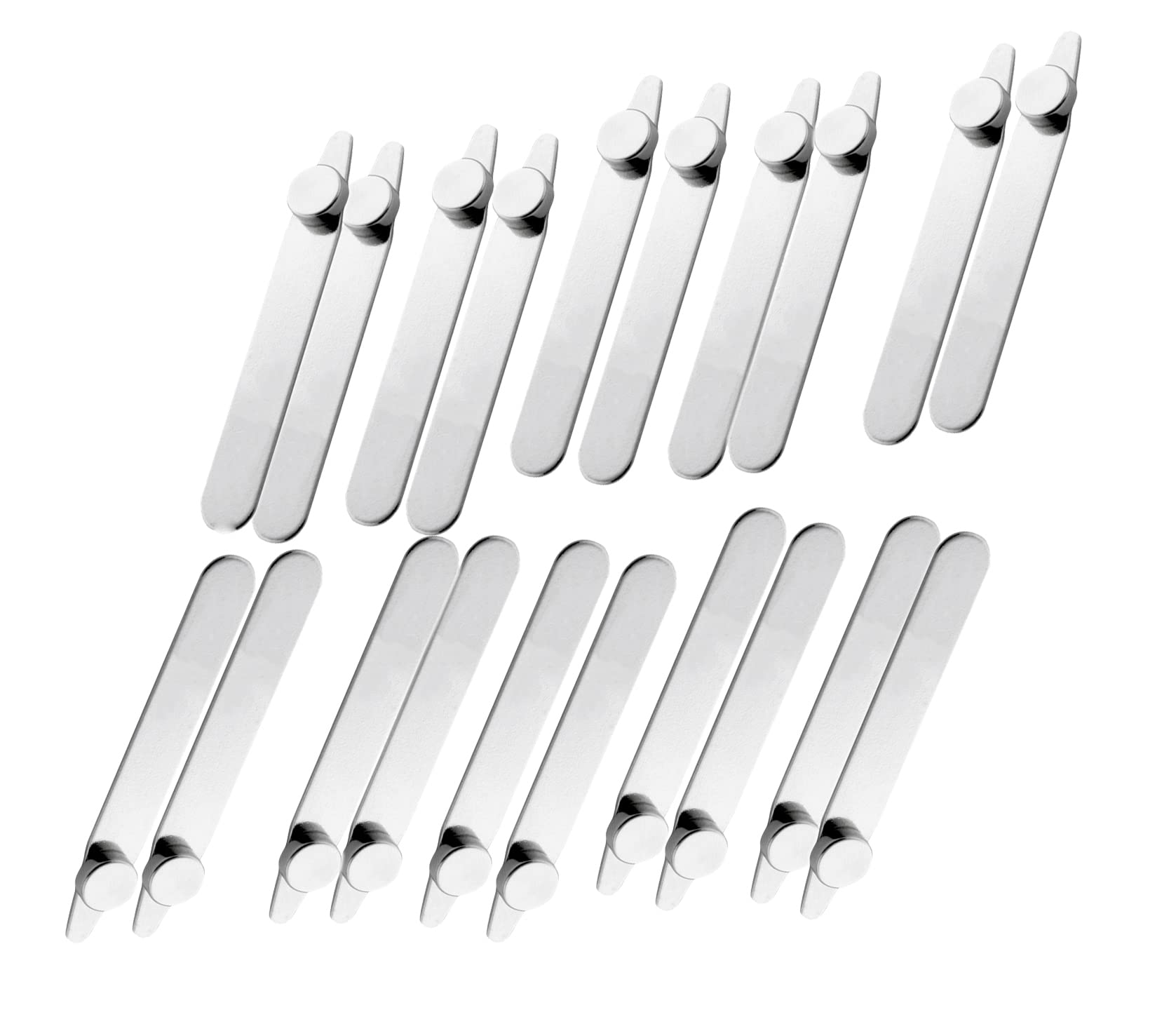 Colonel Fogg Metal Finish Magnetic collar stays with Magnets Plain Finish No Logo - (50 Pack / 54mm)