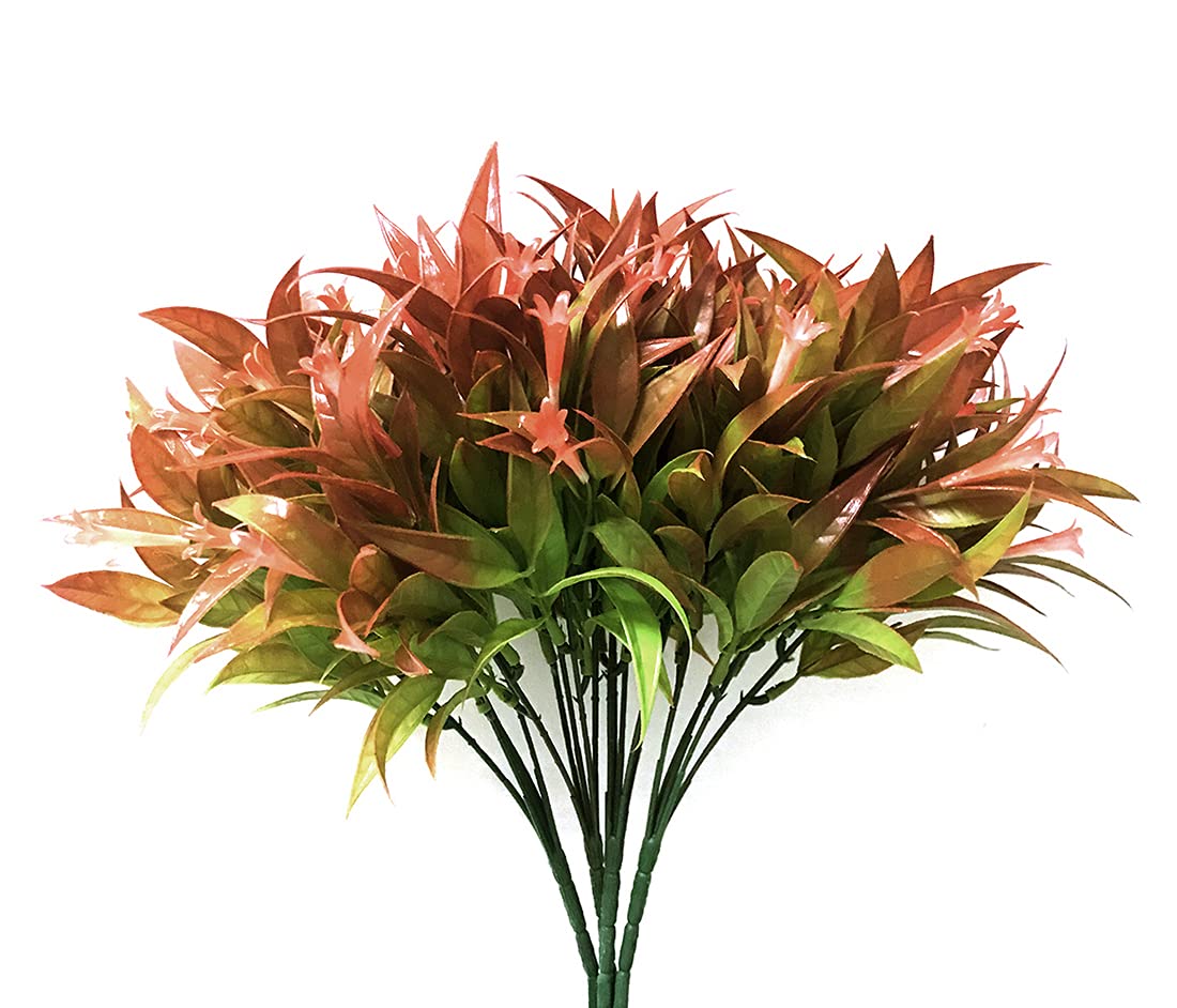 Zimjoy 4Pcs Artificial Plants,Artificial Morning Glory Shrubs Greenery Bouquet,Fake Flower Plastic Plants,for Home,Table,Kitchen Office Decor and Indoor Outdoor Wedding Fall Decorations