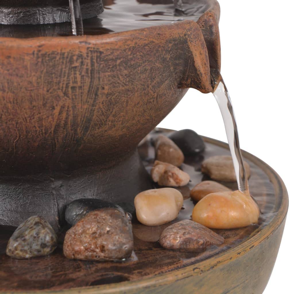 puraday Fontaine d'intérieur avec Pompe 17,5x17,5x23 cm Polyrésine Fontaine du Salon Créent Atmosphère Relaxante Méditative Décoration Maison Chambre Bureau Dispositif d'eau