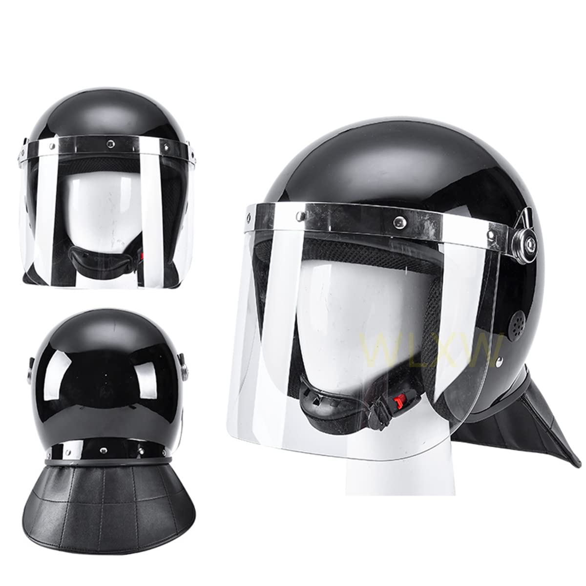 WLXW Casco Antidisturbios Táctico, Casco De Ciclismo, con Visera Transparente, Máscara De Malla De Alambre De Acero, Cosplay De Combate De Paintball