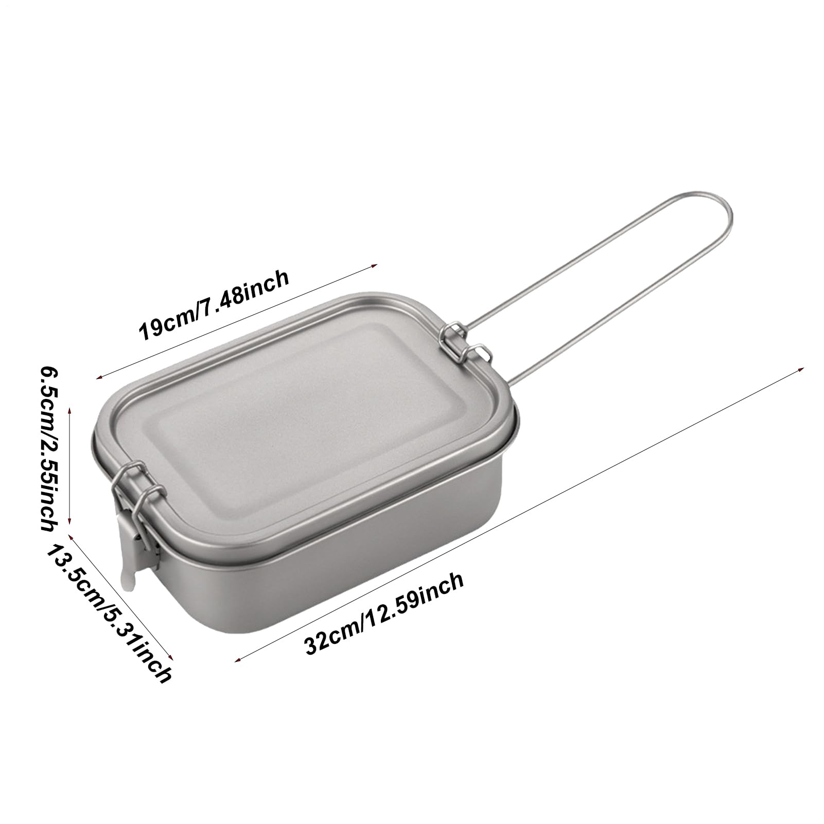de titanio para camping, lonchera de metal, plegable con asa con tapa | hermética, sellado de alimentos, resistente a fugas, para calentar en el campamento de fuego, contenedor de