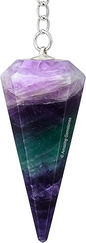 Increíble péndulo de cristal de piedras preciosas para la adivinación Collar de péndulo con cadena de chakras y bola de cristal para curación Reiki