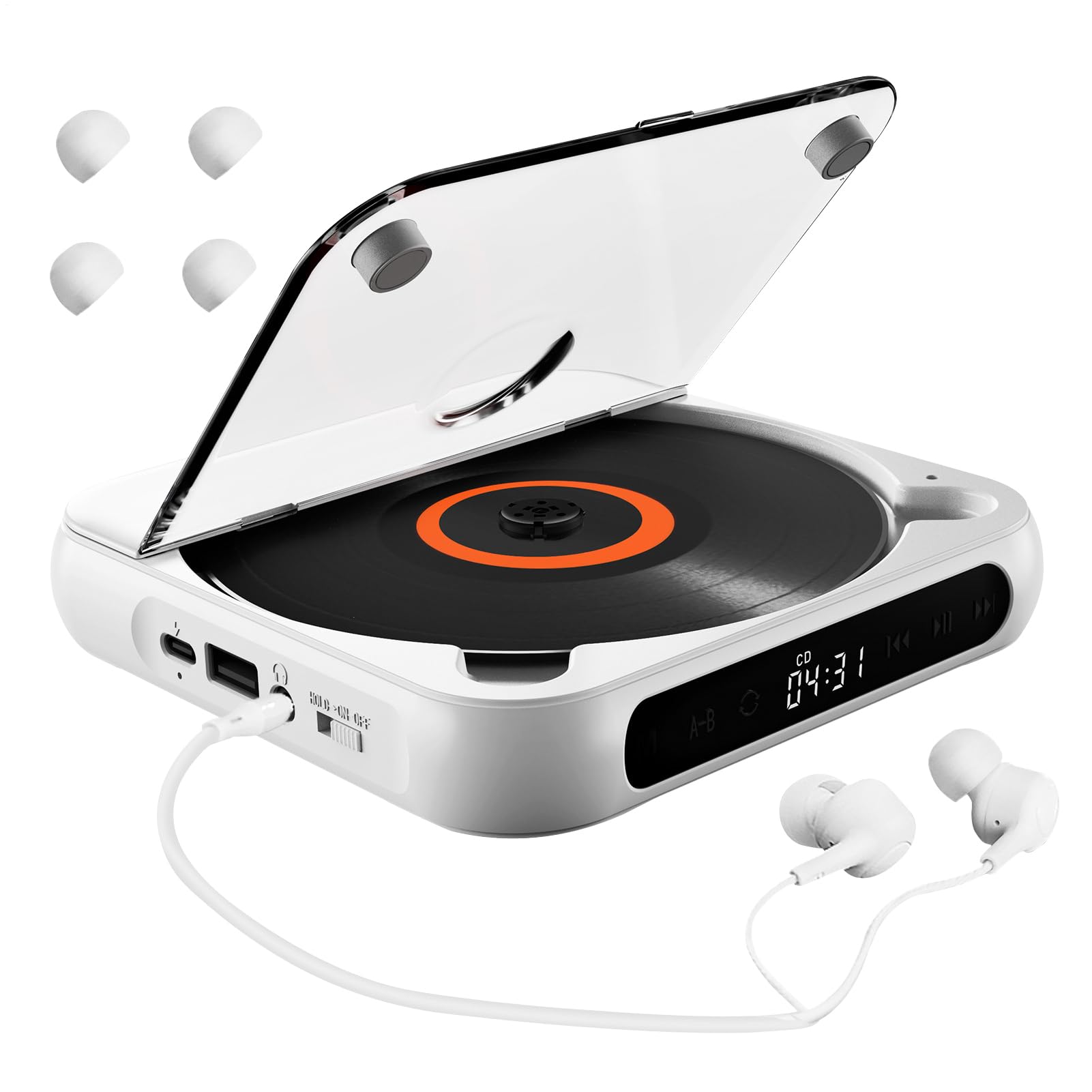 portatile -X - Cuffie 5.3 Discman, lettori personali con funzione | anti-salto, batteria ricaricabile da 2000 mAh | di compact disc per viaggi, casa, apprendimento delle lingue, min