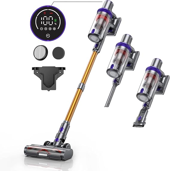 Laresar Cordless Vacuum Cleaner, 33KPa 400W Powerful Stick Vacuum