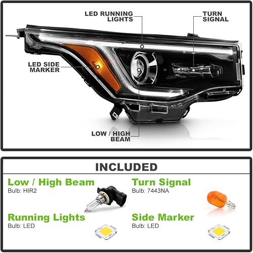 Miniatura 2 de KEEKPO - Para 2017 2018 2019 Acadia halógeno wLED DRL carcasa negra proyector faros faros reemplazo izquierdo+derecho