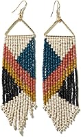 INK+ALLOY Emilie Beaded Dangle Earrings for Women - 4.5" Boho Fringe Seed Bead Hypoallergenic Handmade Statement Jewelry