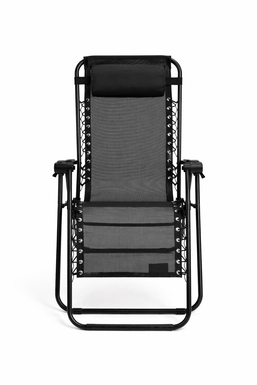 Creaciones Llopis ARW Silla Hamaca Plegable Gravity para Exterior con Cojín, Tumbona Reclinable para Jardín, Piscina, Terraza, Playa, Estructura de Acero, Tejido Transpirable, 158x63x106 cm, Negro