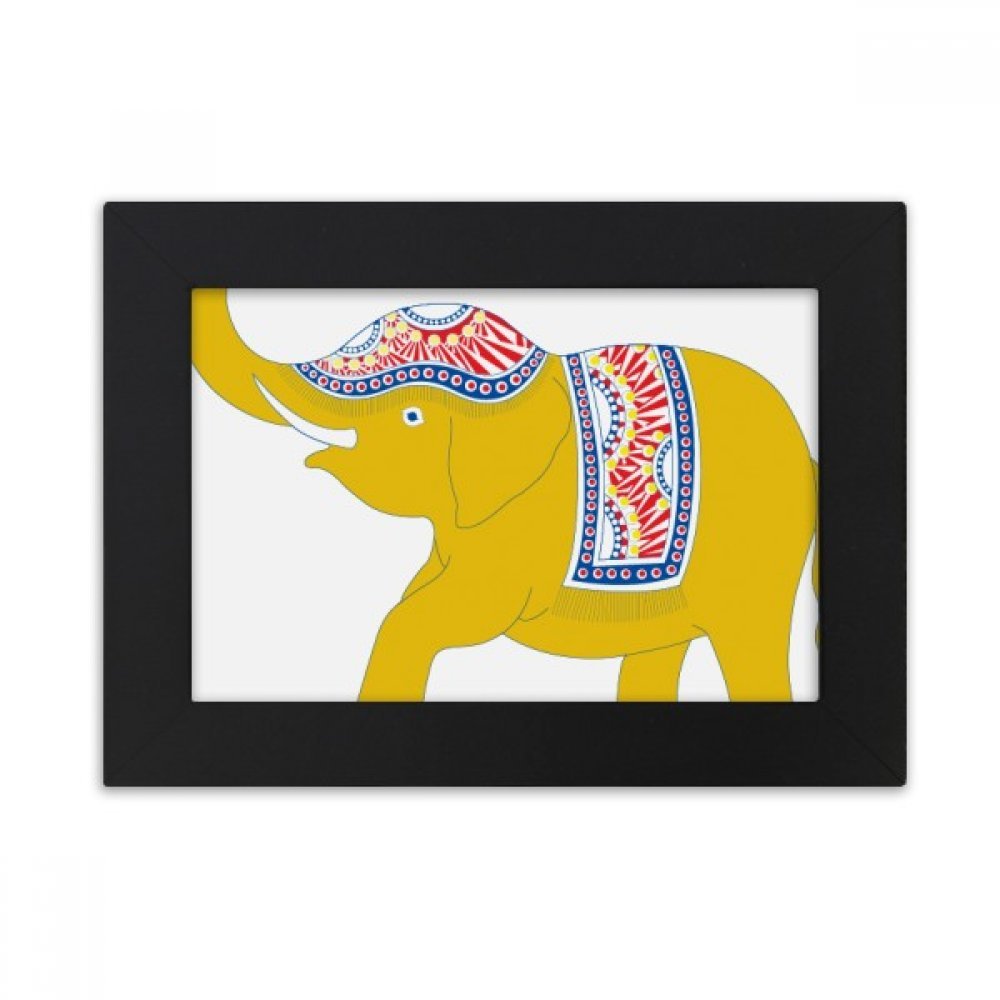 Cadre photo noir haut de gamme motif éléphant jaune de Thaïlande