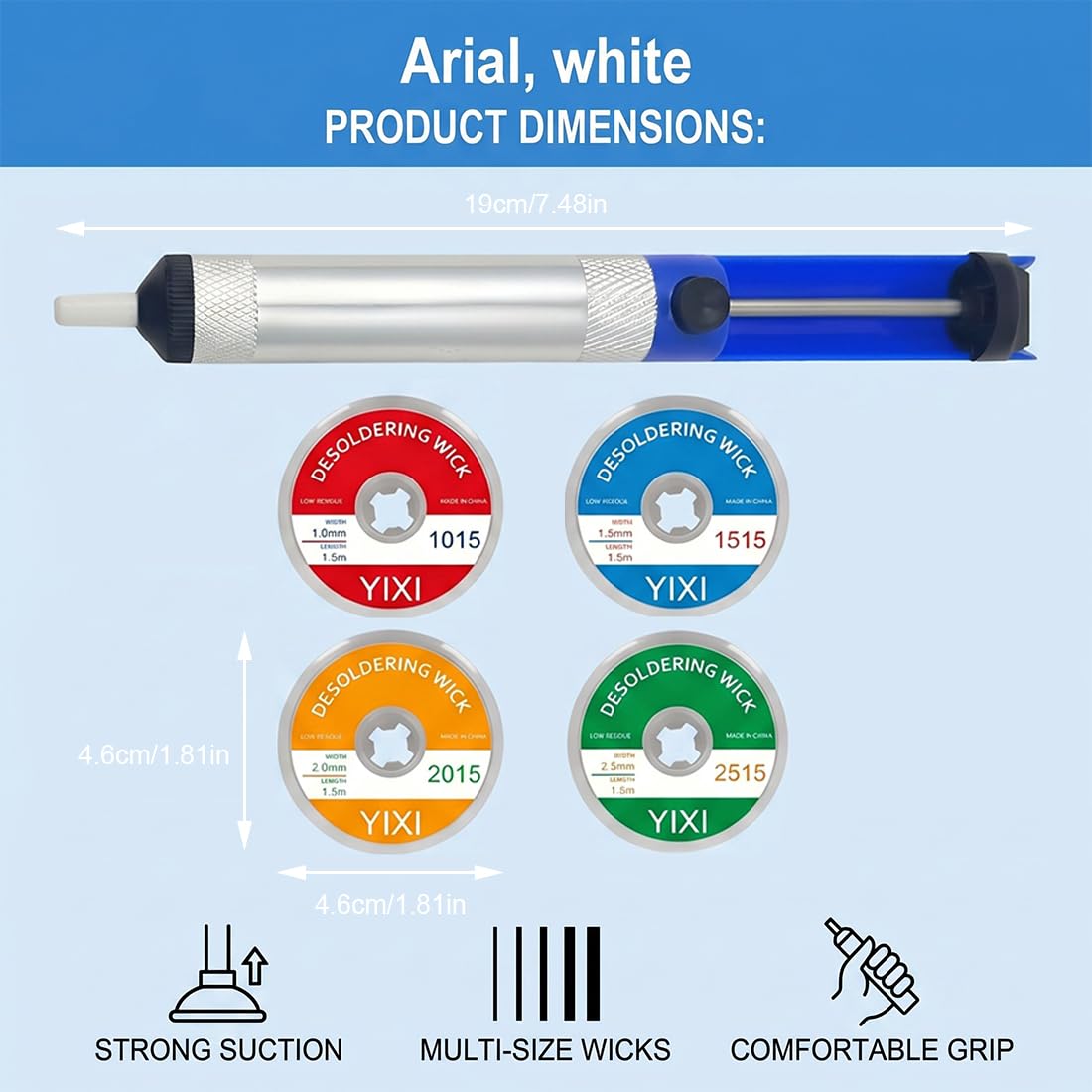 GXGM 5 Pezzi Dissaldatore Aspira Stagno, Treccia Dissaldante, Succhiastagno, Pompe Dissaldanti, Pompa Dissaldante Professionale per l'aspirazione di Stagno di Saldatura liquido