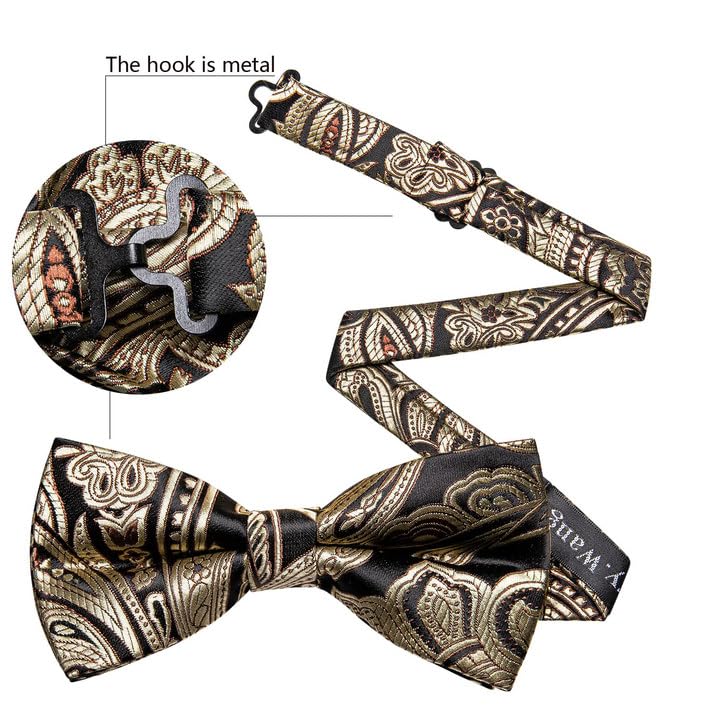 Image of YOHOWA Mens Bow Tie Set Paisley Coloful Pre-tied Bowties Adjustable with Handkerchief Cufflinks Wedding Prom Party