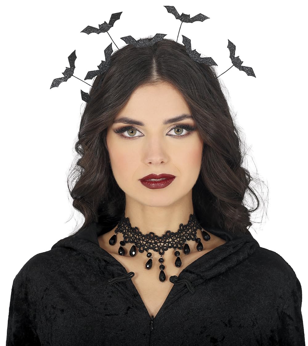 FIESTAS GUIRCA | Bat Headband (One Size) - Accessory for Halloween Costumes and Animal Parties - Ideal for Children and Adults - Bat Headband for Carnival and Masquerades - Black