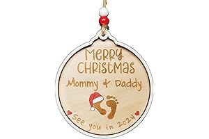 Merry Christmas Mommy and Daddy Baby Announcement Ornament 2024
