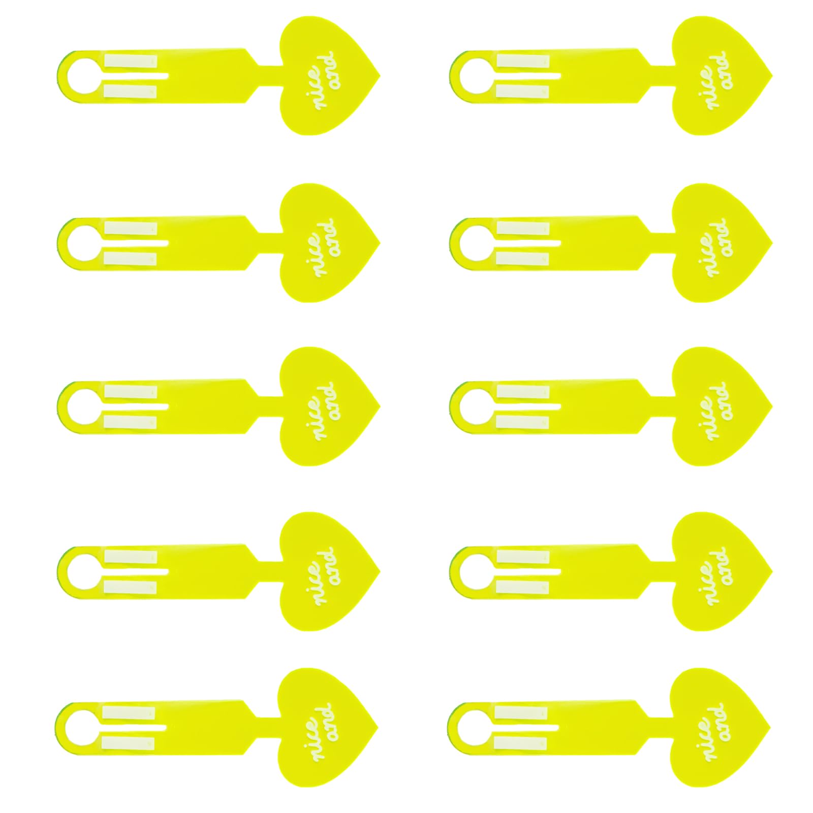 Tsophreniq Fluorescent Yellow 10Pcs Luggage Labels High Visibility Color Heart Luggage Label Easy Identification For Business Trip Bag Labels