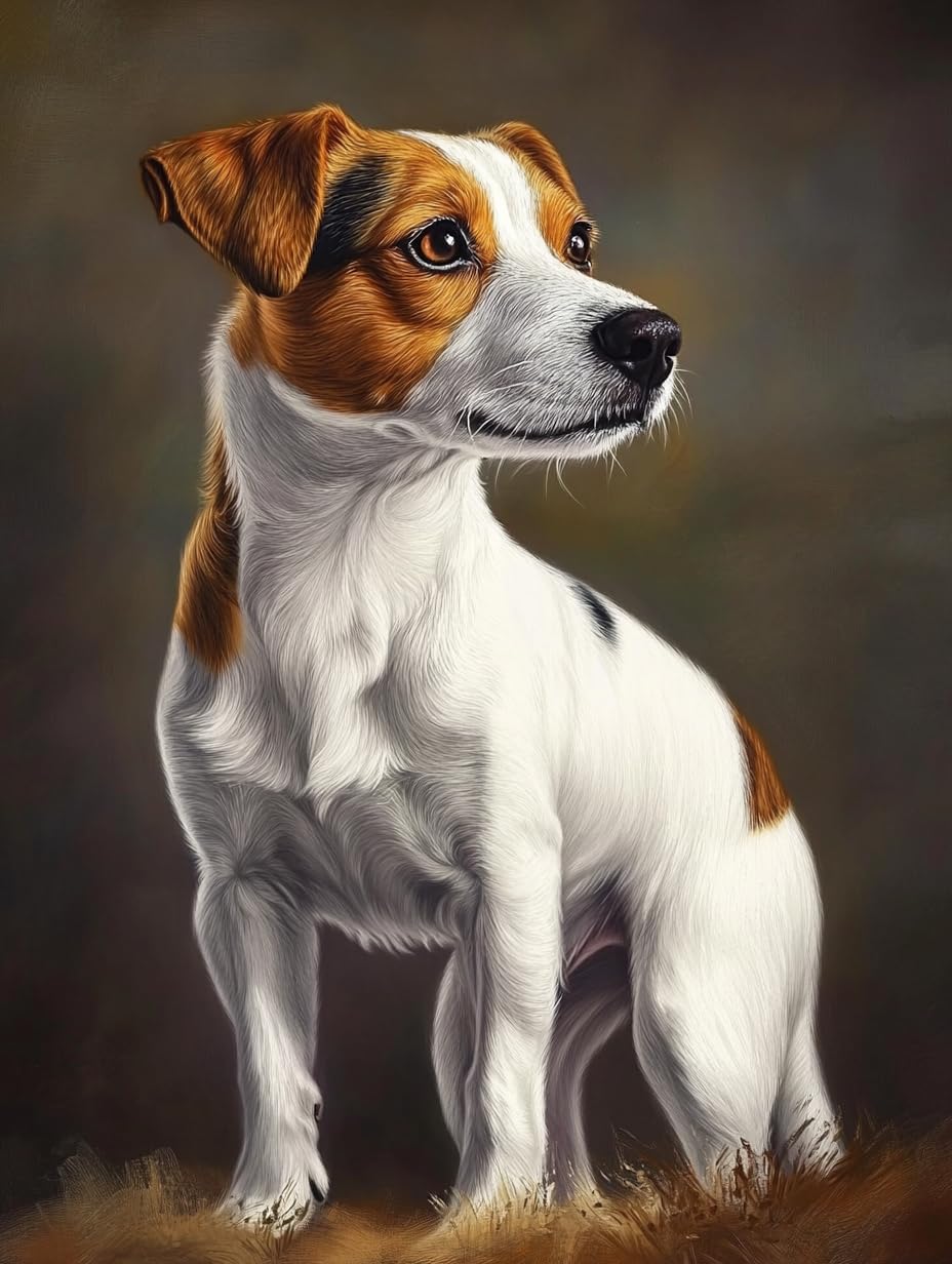 Jack Russell Terrier Stamped Cross Stitch Kits for Beginners Adults - Preprinted 11CT Easy Pattern Needlepoint Kits, Arts and Crafts for Home Decor (11.8x15.7inch) A678