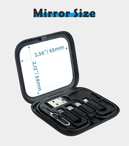 Miniatura 4 de Cable USB C a C de 11.3 pulgadas con 3 adaptadores OTG tipo C hembra a dispositivo USB A/Micro/iOS en estuche de bolsillo con espejo en el interior,