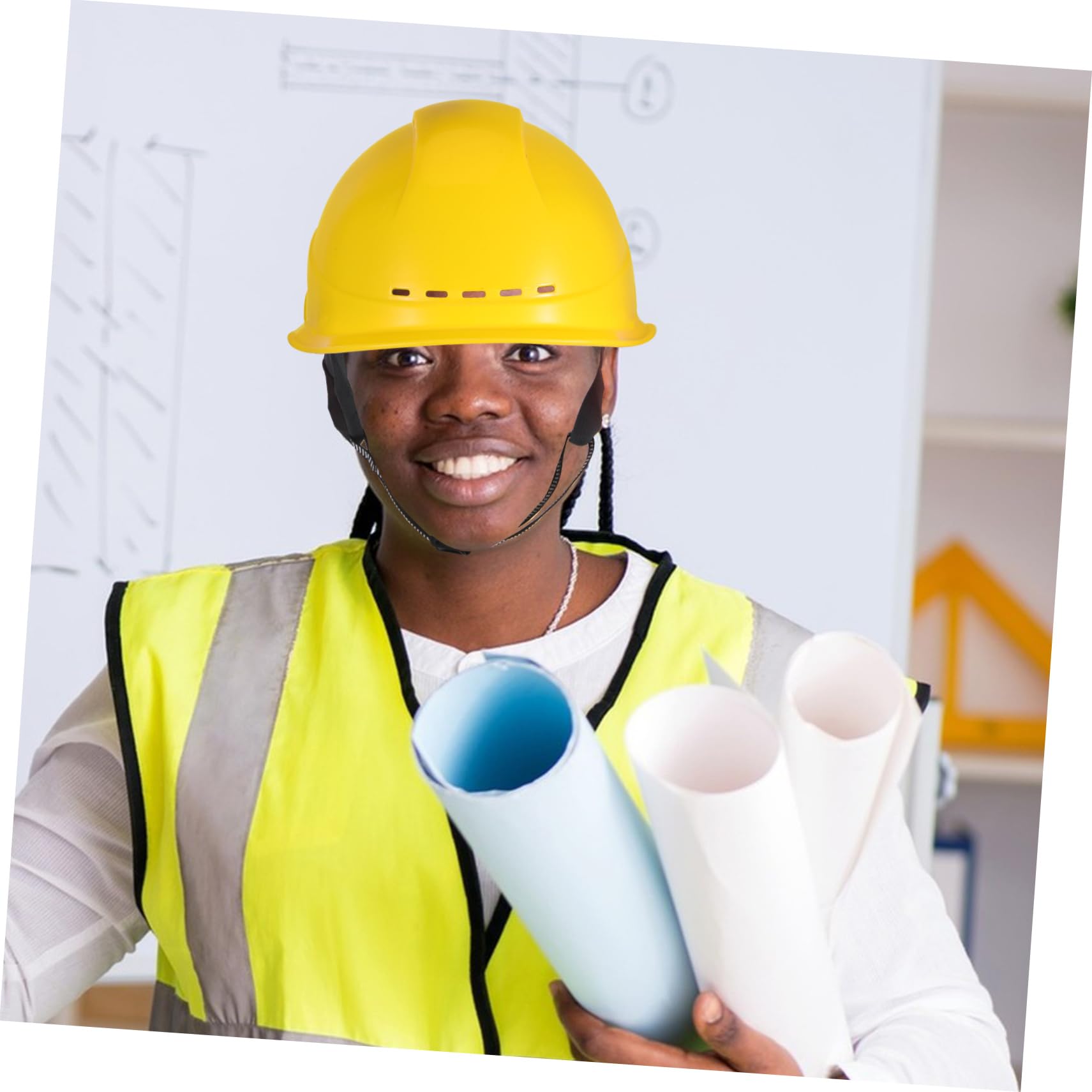Casco de Seguridad para Construcción Amarillo, Plástico, Ventilado | Ajuste Regulable, Diseño Ligero, Resistencia a Impactos, Uso en Obra y Entornos Laborales