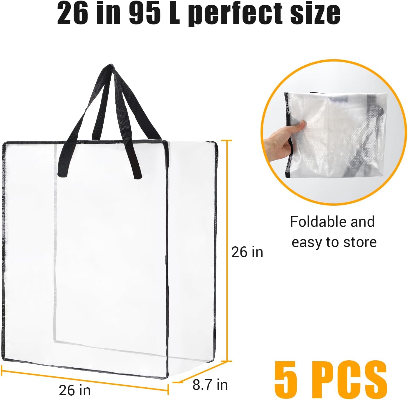 Wreath Storage Bag 5-Pack, 26 Inches 95 L Wreath Storage Container for Home Storage, Storage Bag for Spring Summer Autumn Christmas Wreath Decorations or Clothing Blanket Comforters Bed Sheets Pillows