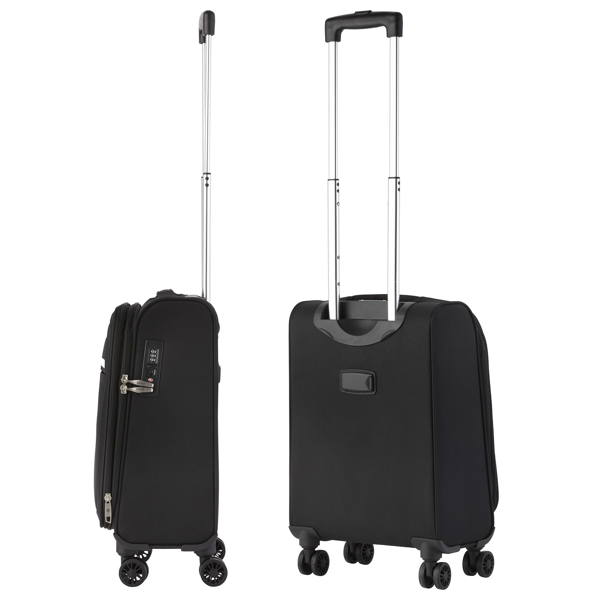 CarryOn Air – Miękka walizka kabinowa 55 cm, 41 l, lekka z zamkiem TSA (Czarny, Mały)