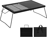 Vista 11 de REDCAMP Parrilla Plegable de Camping 2 en 1, Parrilla Plegable de Mesa para Cocina al Aire Libre con Fuego Descubierto para Acampar, Parrilla