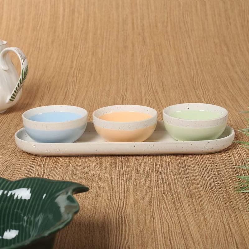 Homes r us Pastel & Trend Dipping Bowl Set With Tray, Multicolour