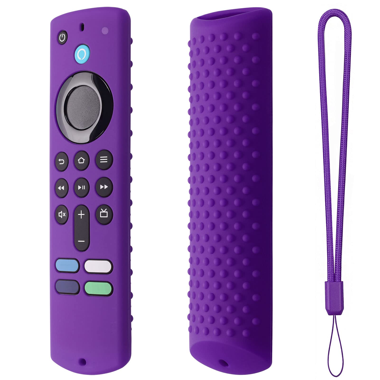 DAN&DRE Funda Protectora para Fire TV Stick, Funda de Silicona Antideslizante para Mando a Distancia con Práctico Cordón, 3.ª Generación (Conjunto Morado)