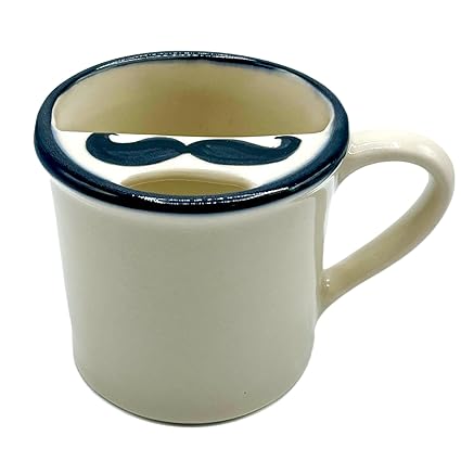 Mustache Guard Mug - Protect Your Moustache from Coffee, Tea and Other Beverages - Premium Stoneware - Handmade by Artisans in the U.S.A. - 12 oz. Capacity - Perfect for Any Gent with a Mustache