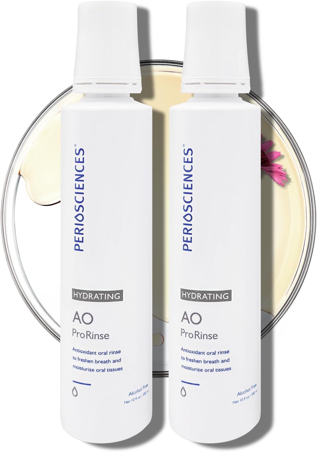 PerioSciences Hydrating Mouthwash Rinse Oral Care Pre Brush - Mint Anti Cavity Dry Mouth Plaque Remover for Healthier Gum Tissue & Teeth Enamel Protection - AO Dentist Recommended Clean - Pack of 2