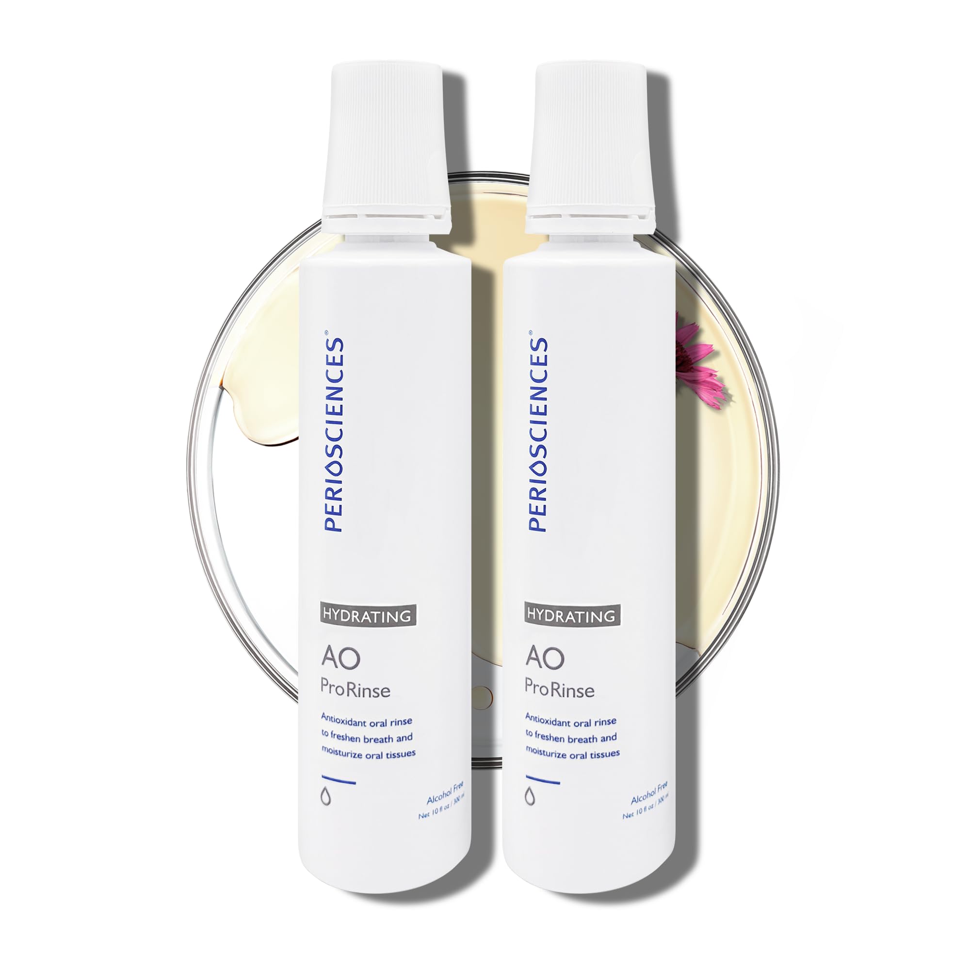 PerioSciences Hydrating Mouthwash Rinse Oral Care Pre Brush - Mint Anti Cavity Dry Mouth Plaque Remover for Healthier Gum Tissue & Teeth Enamel Protection - AO Dentist Recommended Clean - Pack of 2