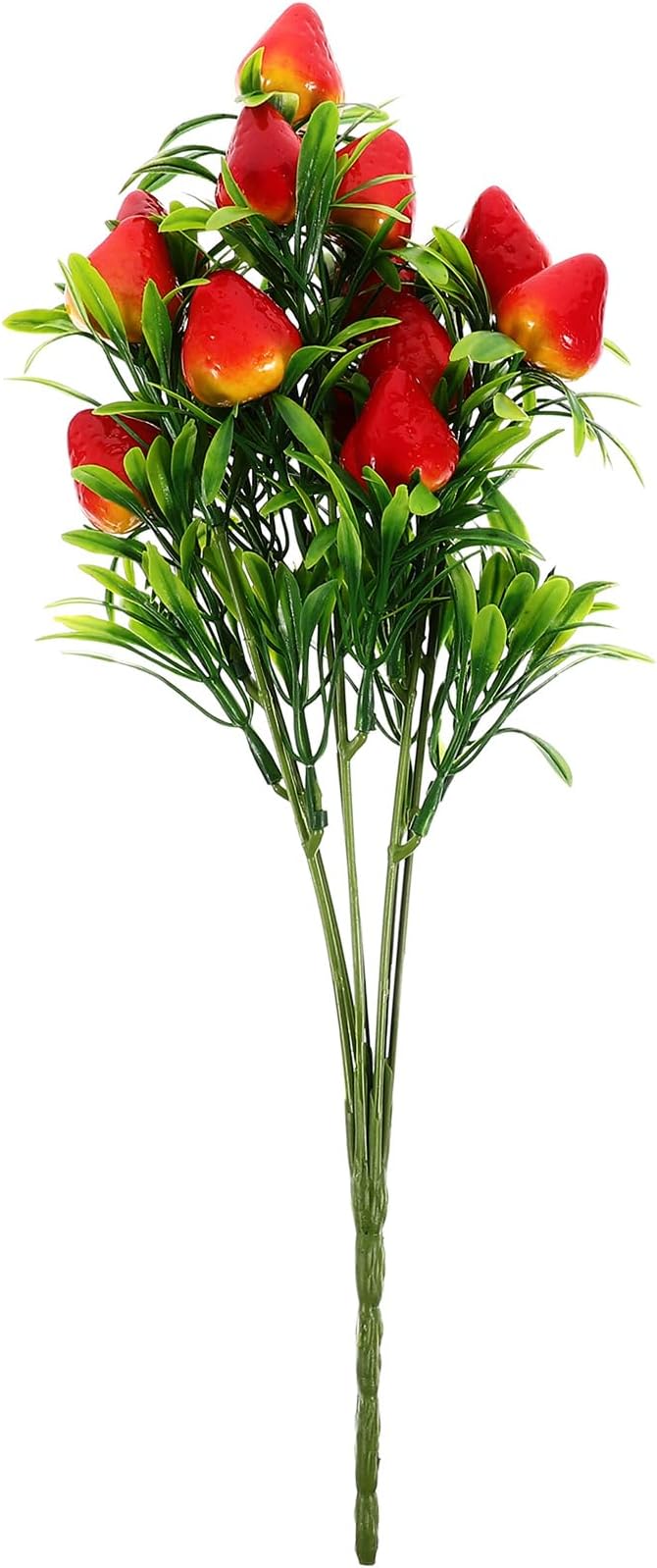 Home Decor 1 Bunch Artificial Strawberry DIY Fake Strawberry Plastic Berry Stem Simulation Fruit Flower Stem Decoration for Home Wedding Party Props Decor Strawberries
