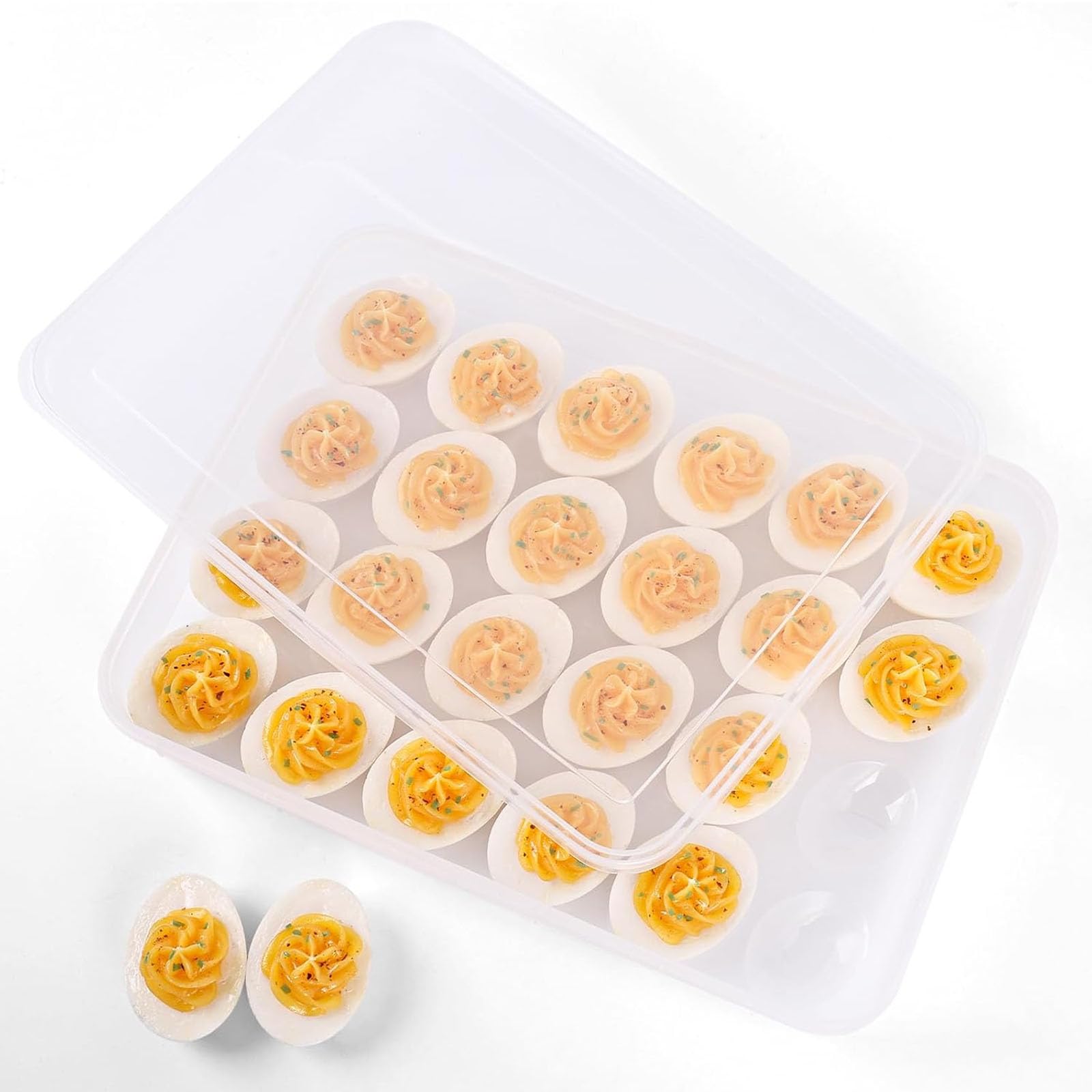 HANSGO Deviled Egg Containers with Lid, Deviled Egg Tray Holder Carrier with Lid for 24 Eggs for Home Party Kitchen Supplies Refrigerator Storage