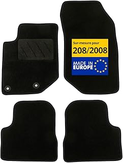 DBS - Tapis de Voiture - sur Mesure pour 208/2008 (dès 2019) - avec Clips de Fixation - Tapis de Sol antidérapant pour Automobile - 4 pièces