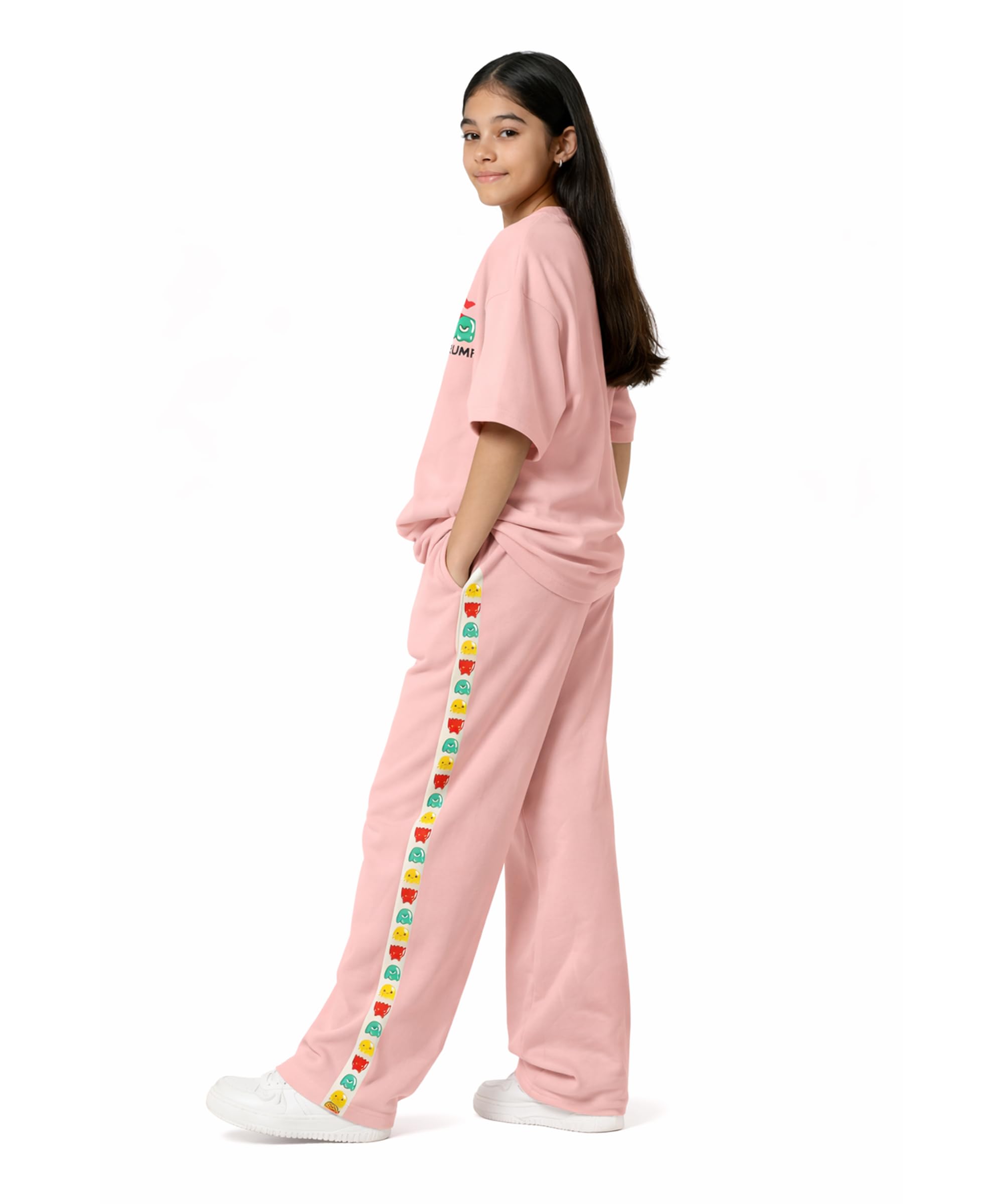 SHODOX® Set coordinato da ragazza in misto poliestere, vestibilità comoda, maglietta e pantaloni sportivi stampati | Morbido traspirante elegante estivo casual comodo da indossare per ragazze
