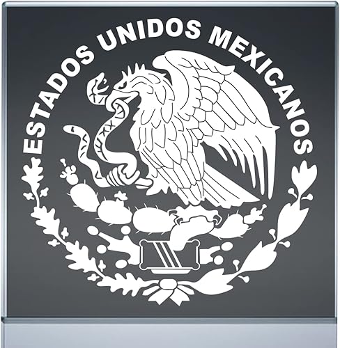 Pegatina de Escudo Mexicano Estados Unidos Mexicanos con emblema de águila mexicana (12 x 11.7 pulgadas)