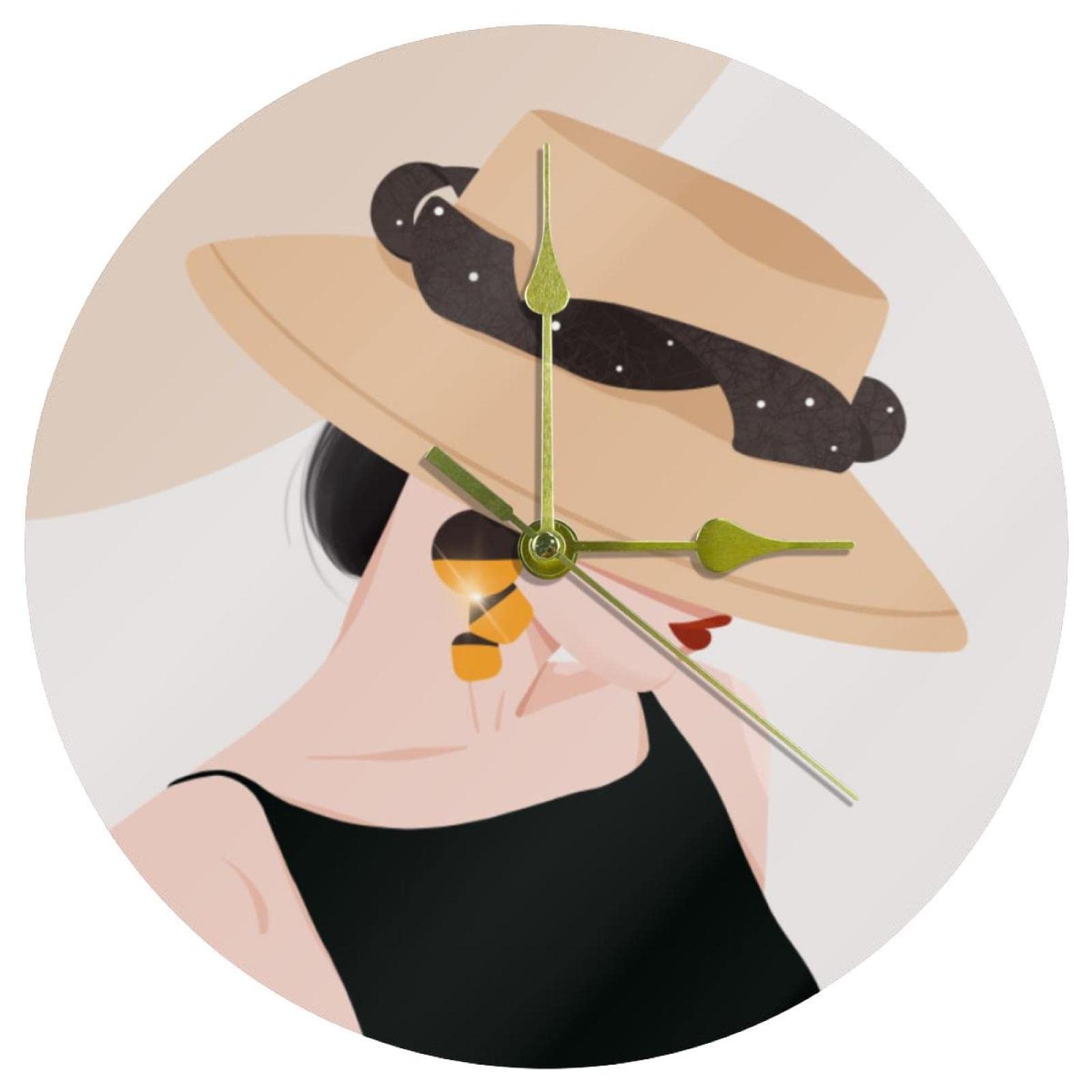 Horloge murale acrylique Most Beautiful Woman ronde et silencieuse pour la decoration de maison