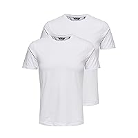 Only & Sons Basic Slim T-Shirt 2 Pack, Bianco/Pacchetto: 2 Bianco