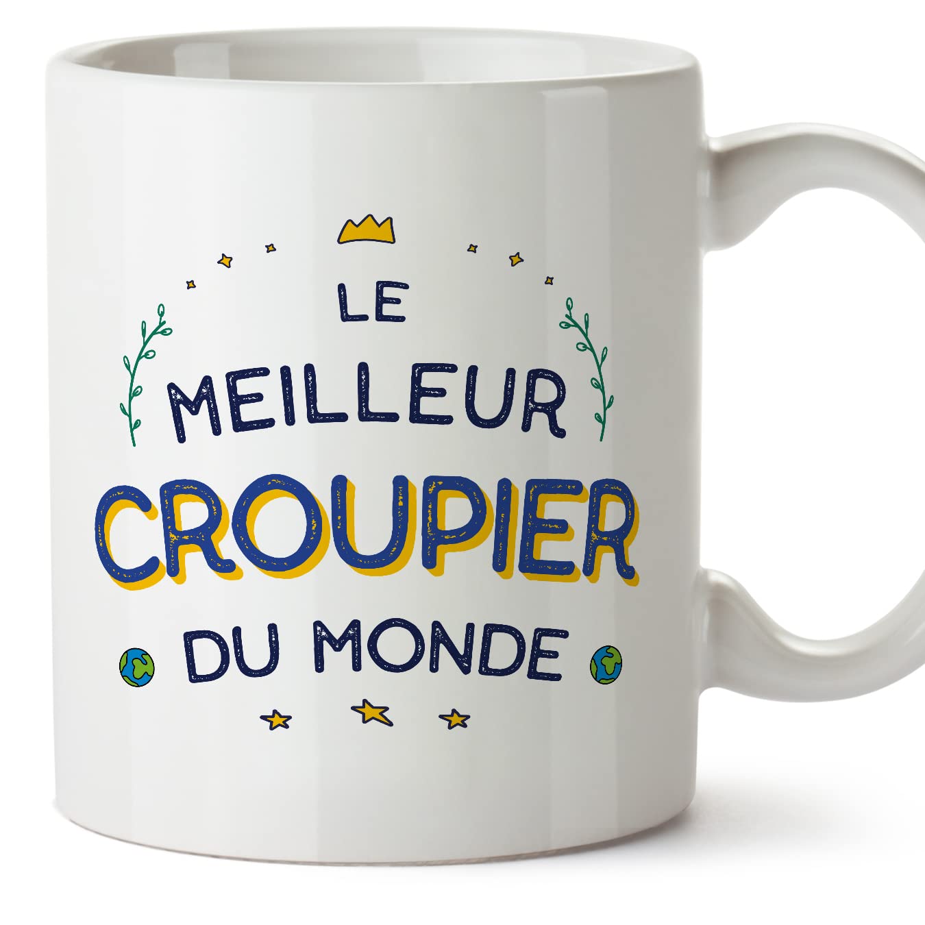 MUGFFINS Croupier Man Mug - in French - Meilleur du Monde - Funny Gift for Colleagues - Ceramic 11oz Mug