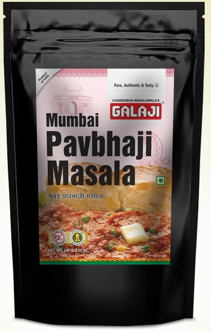 Galaji Mumbai Pav Bhaji Masala‎| No artificial colors| No Preservative| Pure Spices |Authentic pav bhaji masala|100 Grams | Zip Lock Packing|