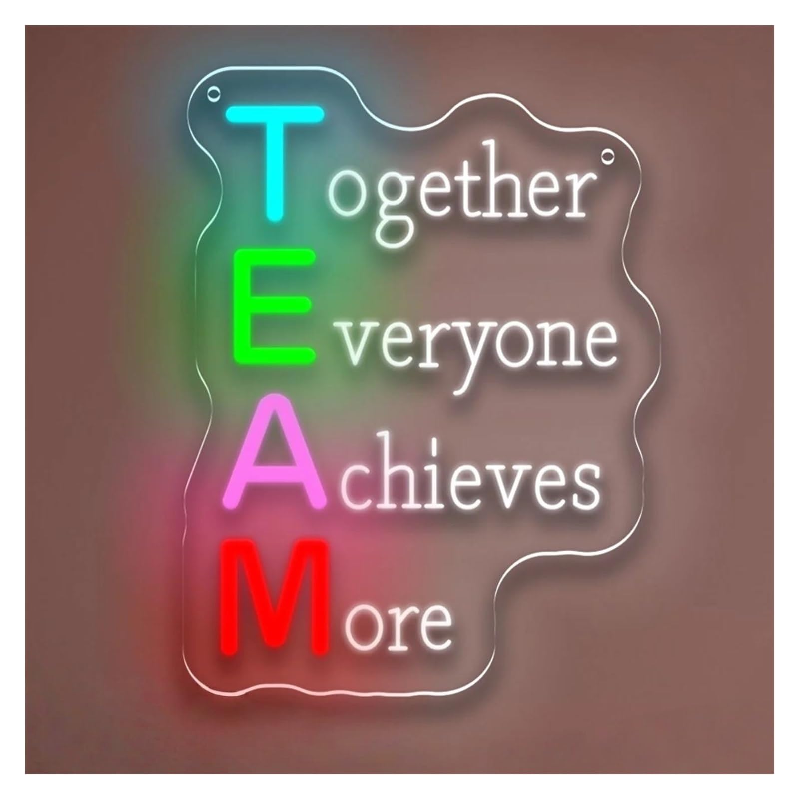 RONGCH Hanging Art Neon Signs Team Neon Sign Together Everyone Achieves More LED Light Dimmable for Office Studio Team Space Classroom Decor 25.5cmx33.5cm