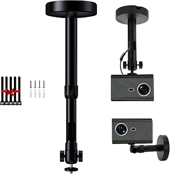 DAWASAPAT Ceiling Projector Mount Bracket Matte Black, 360 Rotation & 90 Tilt, Adjustable 9"-15" Length, 14-Inch Screw