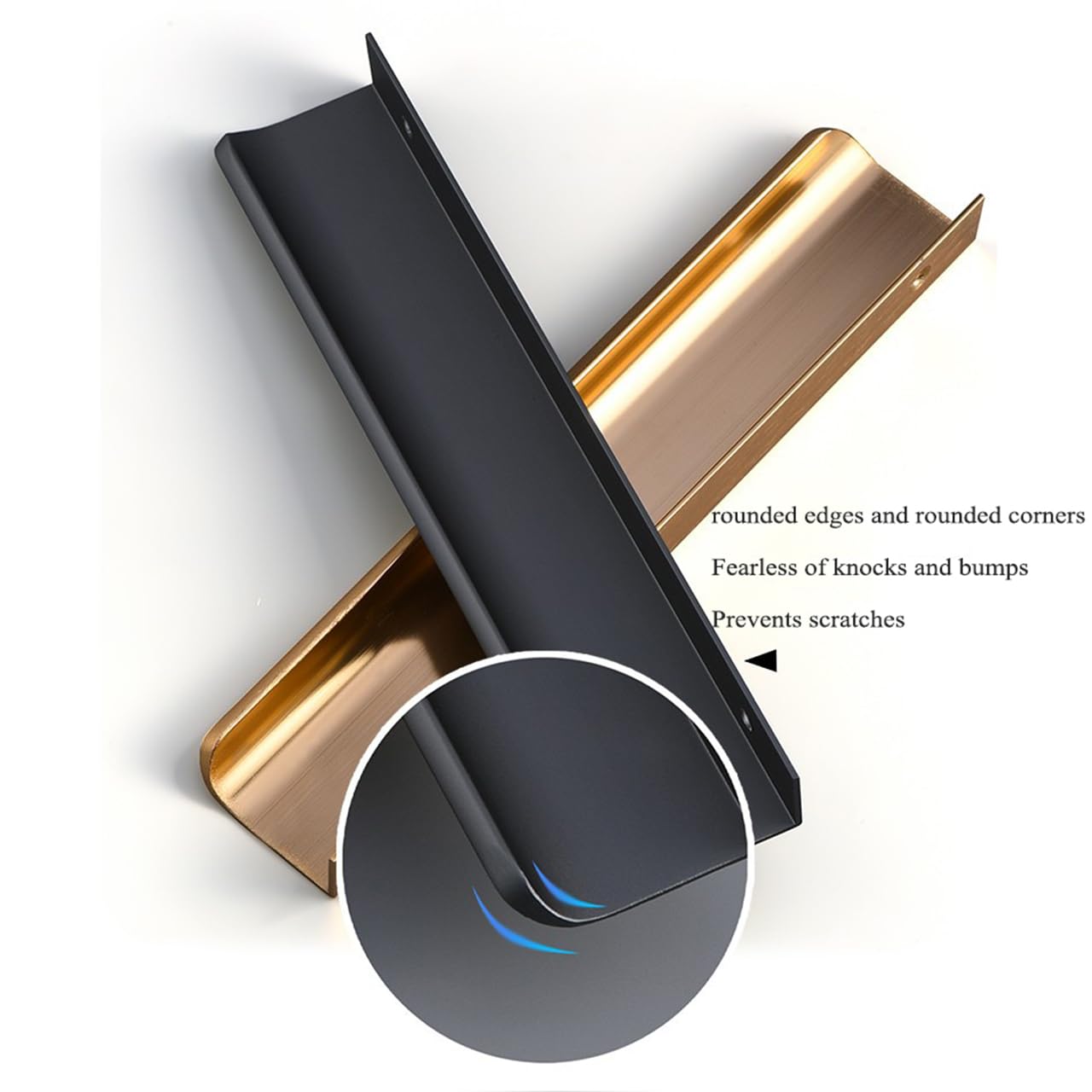 Aleación de Aluminio Tiradores Ocultos Tiradores de Puerta Manijas Para Muebles Armarios Pomos Cocina Manijas 2 Piezas (Brushed Gold,Length 1500mm)