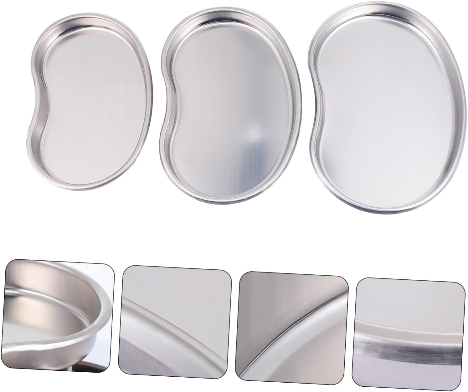 3Pcs Kidney Trays Instrument Trays for Laboratory Use Seamless Design for Easy Cleaning Includes