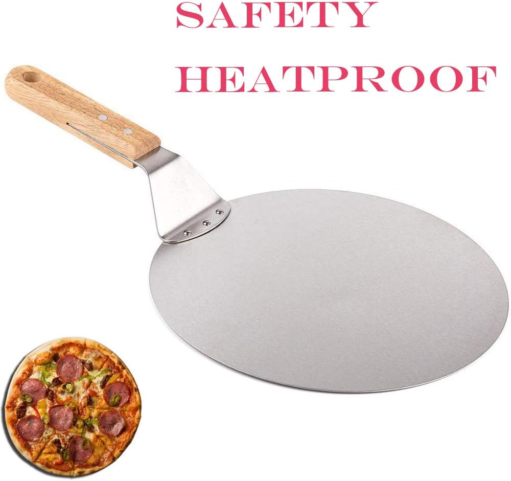 Pizza Peel 10 inch, Cake Lifter 10 Inch, Stainless Steel Pizza Spatula With Rubber Wood handle, Pizza Paddle Tray for Baking Homemade