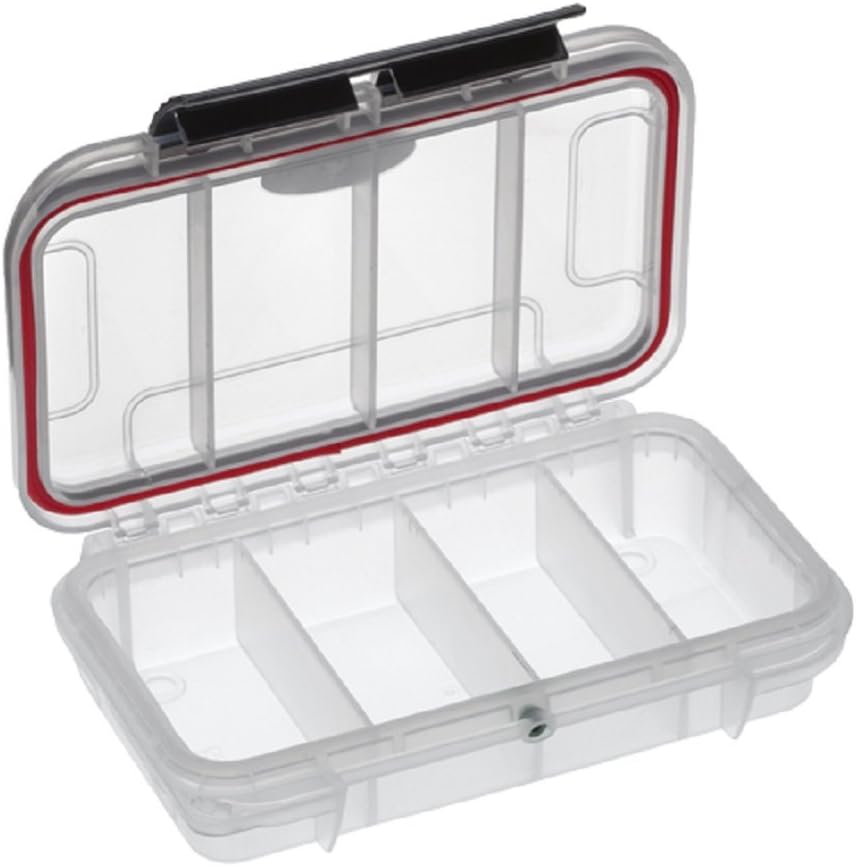 Elephant Cases Small Clear Waterproof Stowaway Tackle Box E006CT Utility Case with Fixed Dividers and Built in Pressure Equalization Valve