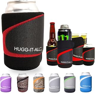 Universal Smart Wrap (1 Pc) – Adjustable Neoprene Can Cooler/Drink Holder for Bottles, Cans & Tapered Cups – Adjustable Fit – (1-pc) Multi Packs available